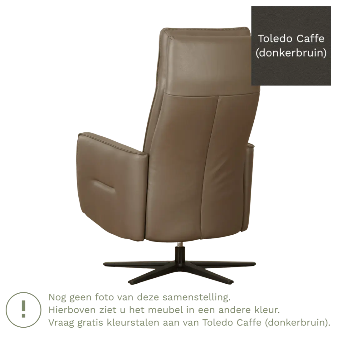 afbeelding van Leren elektrisch relaxfauteuil Honor - Toledo Caffe (donkerbruin) - Medium - Stervoet zwart