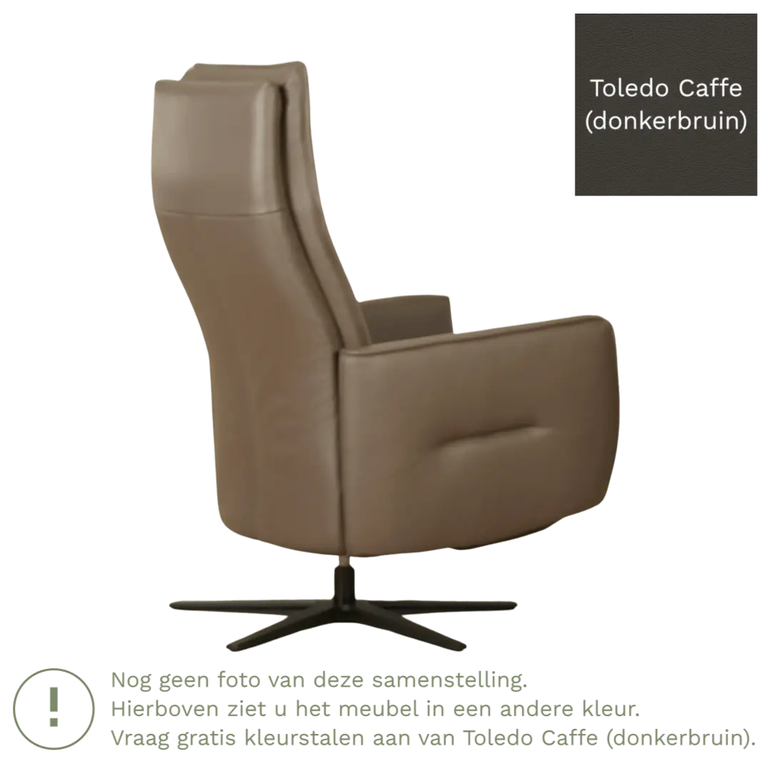 afbeelding van Leren elektrisch relaxfauteuil Honor - Toledo Caffe (donkerbruin) - Medium - Stervoet zwart