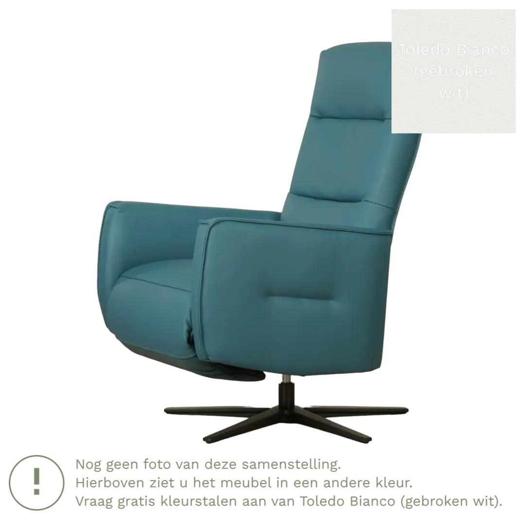 afbeelding van Leren elektrisch relaxfauteuil Pride - Toledo Bianco (gebroken wit) - Medium - Schotelvoet zwart