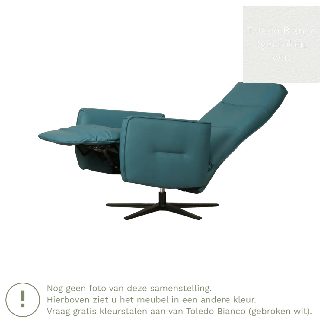 afbeelding van Leren elektrisch relaxfauteuil Pride - Toledo Bianco (gebroken wit) - Medium - Schotelvoet zwart