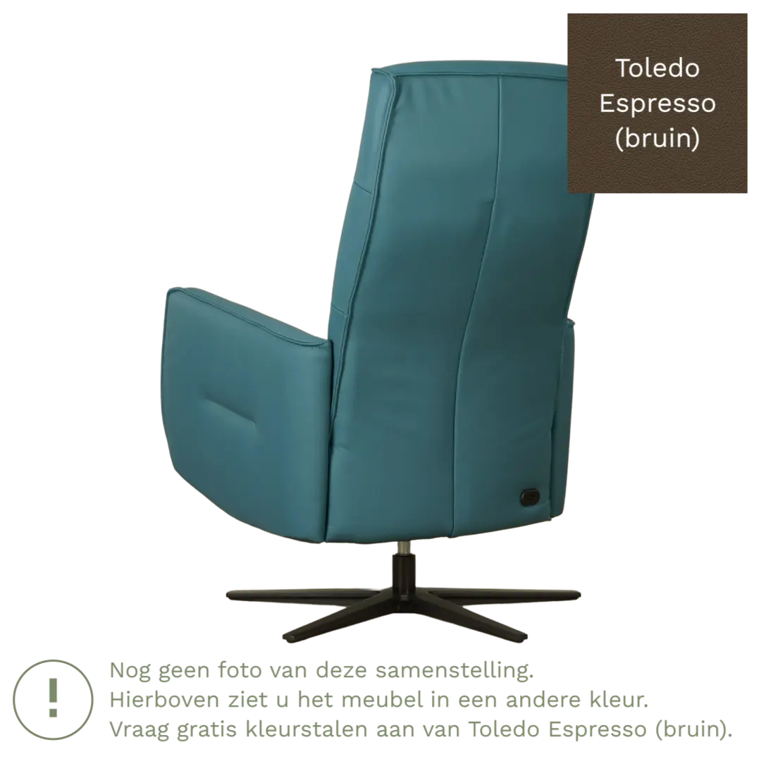 afbeelding van Leren elektrisch relaxfauteuil Pride - Toledo Espresso (bruin) - Medium - Schotelvoet zwart