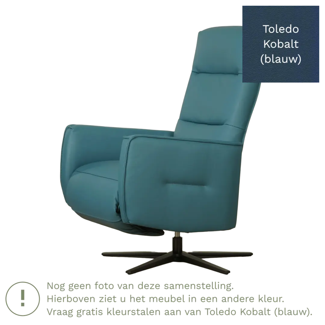 afbeelding van Leren elektrisch relaxfauteuil Pride - Toledo Kobalt (blauw) - Medium - Stervoet zwart