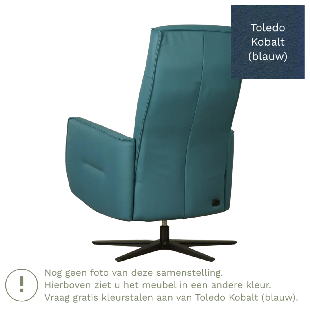 afbeelding van Leren elektrisch relaxfauteuil Pride - Toledo Kobalt (blauw) - Medium - Stervoet zwart