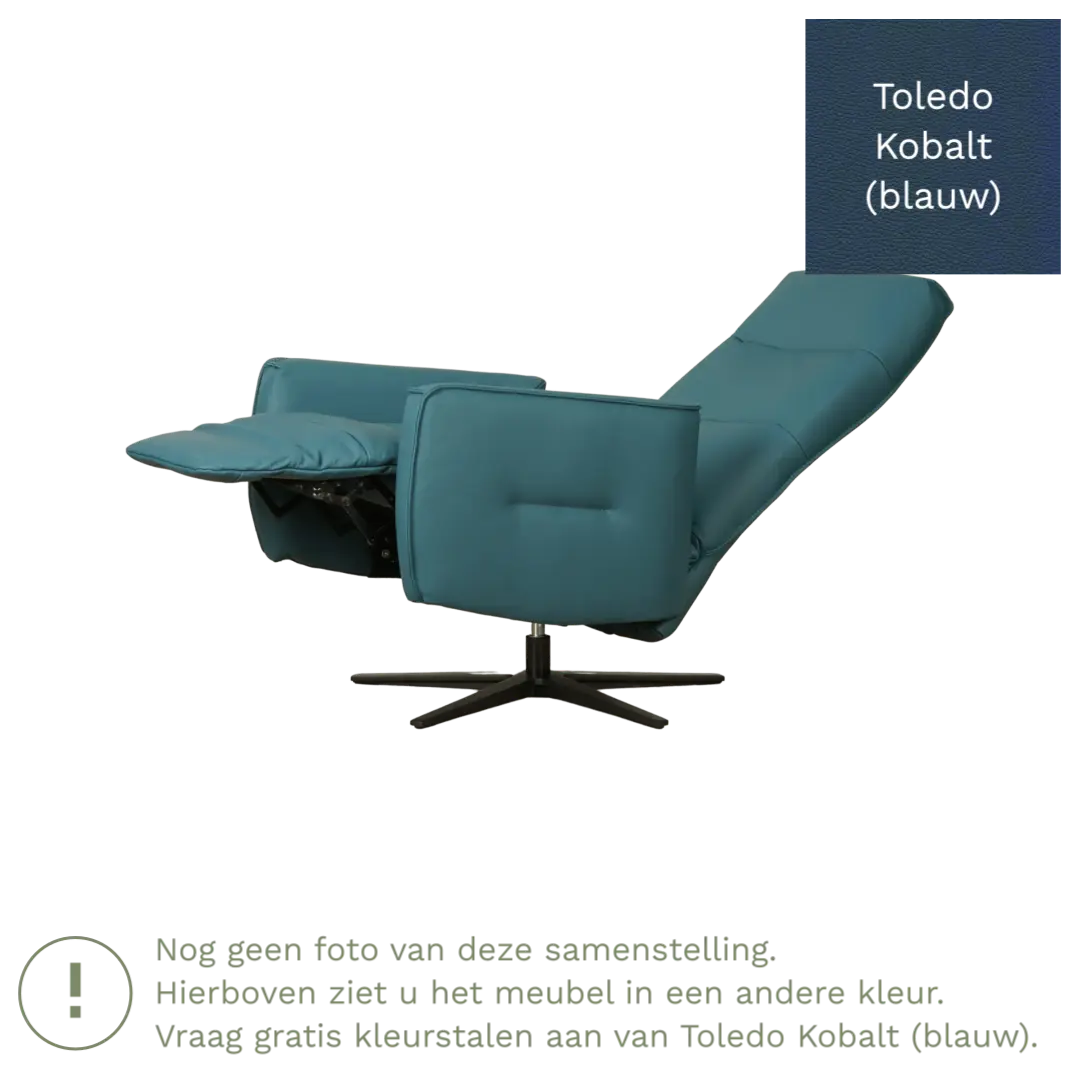 afbeelding van Leren elektrisch relaxfauteuil Pride - Toledo Kobalt (blauw) - Medium - Stervoet zwart