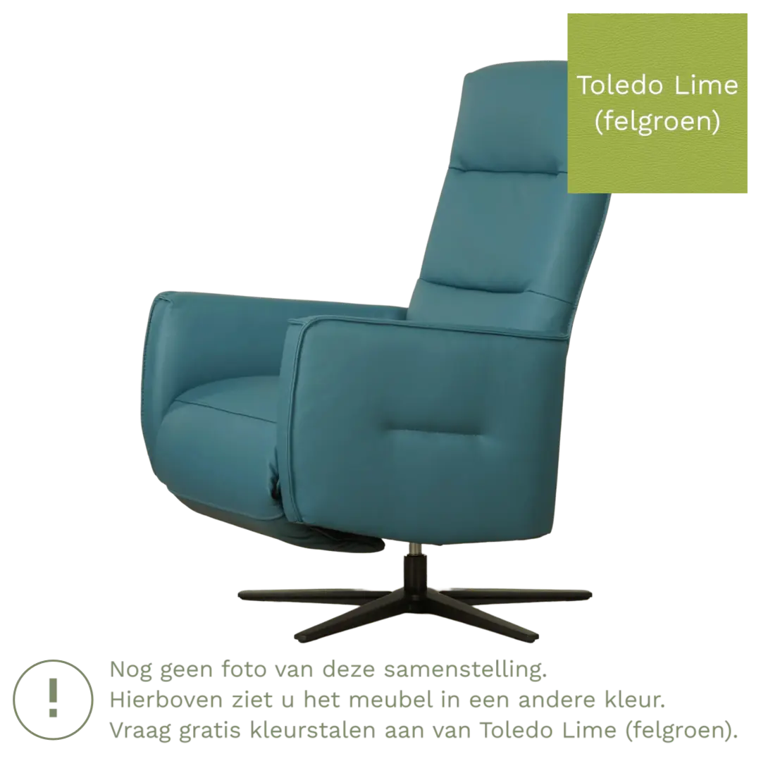 afbeelding van Leren elektrisch relaxfauteuil Pride - Toledo Lime (felgroen) - Medium - Stervoet zwart