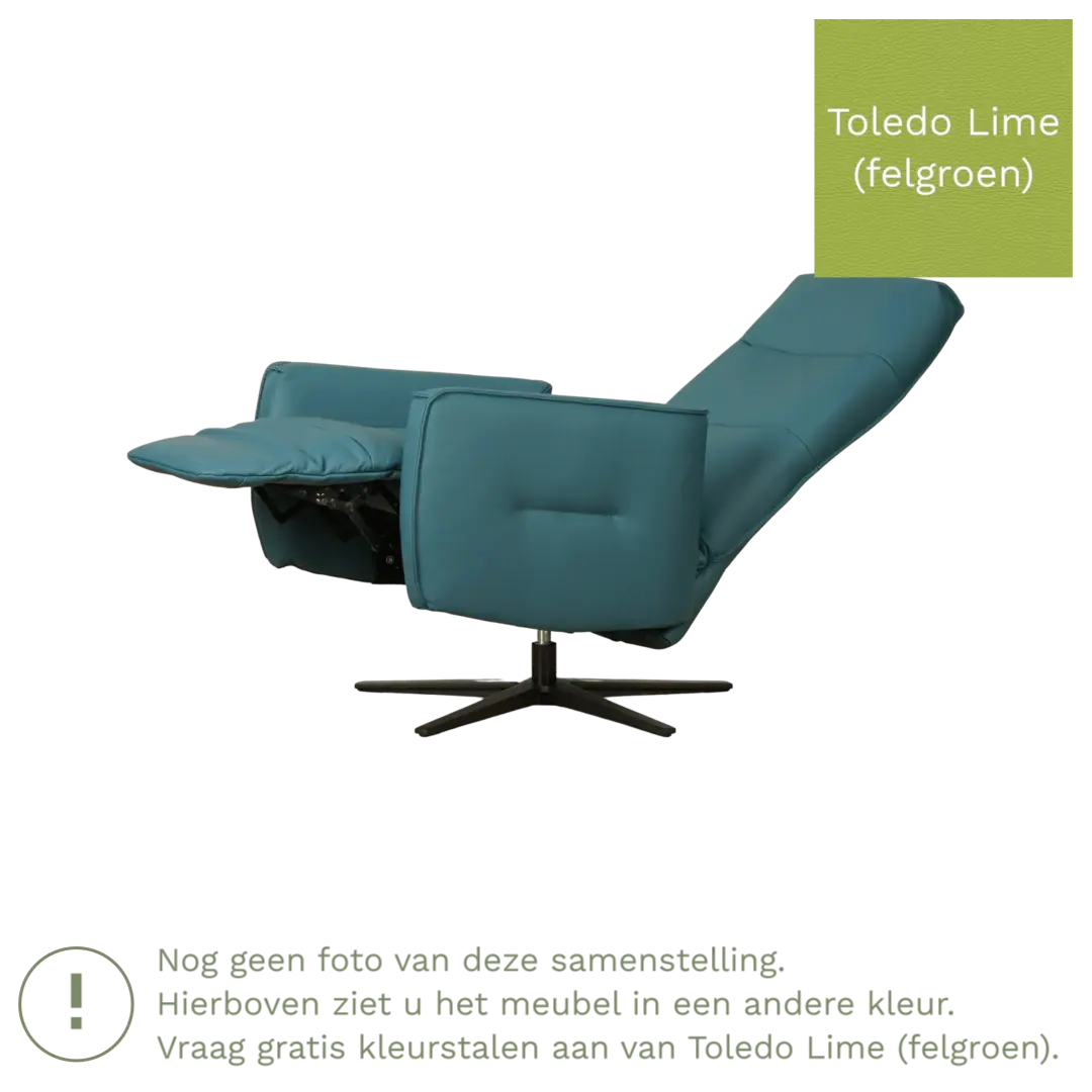 afbeelding van Leren elektrisch relaxfauteuil Pride - Toledo Lime (felgroen) - Medium - Stervoet zwart