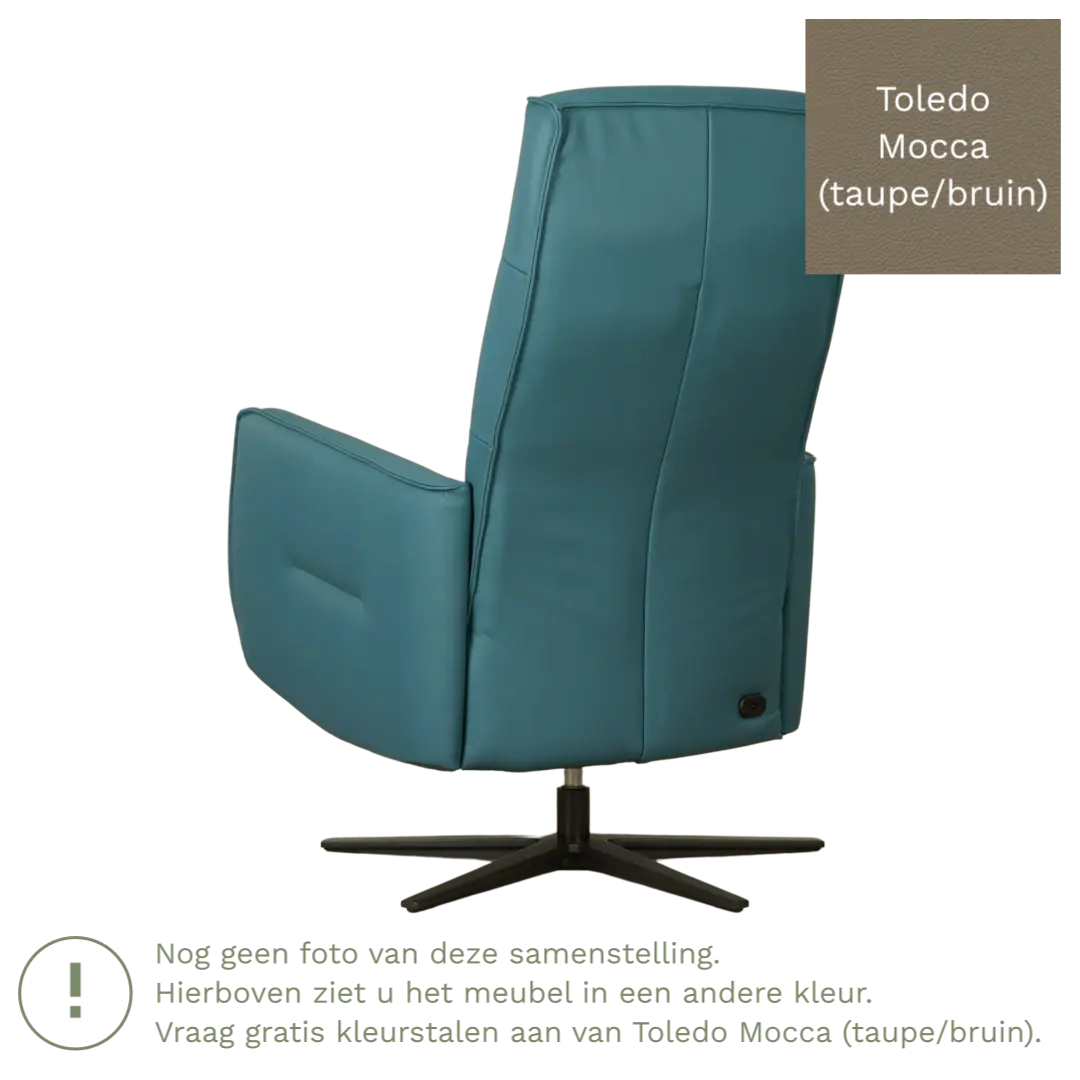 afbeelding van Leren elektrisch relaxfauteuil Pride - Toledo Mocca (taupe/bruin) - Medium - Stervoet zwart