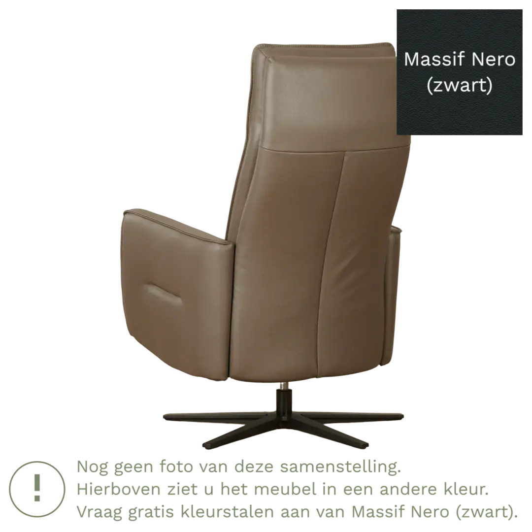 afbeelding van Leren handmatige relaxfauteuil Honor - Massif Nero (zwart) - Medium - Stervoet zwart
