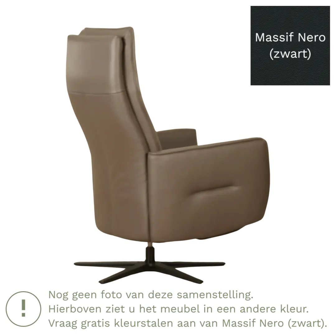 afbeelding van Leren handmatige relaxfauteuil Honor - Massif Nero (zwart) - Medium - Stervoet zwart