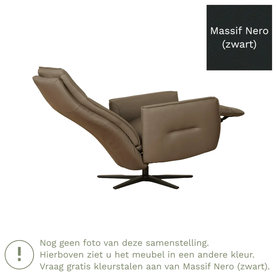 afbeelding van Leren handmatige relaxfauteuil Honor - Massif Nero (zwart) - Medium - Stervoet zwart