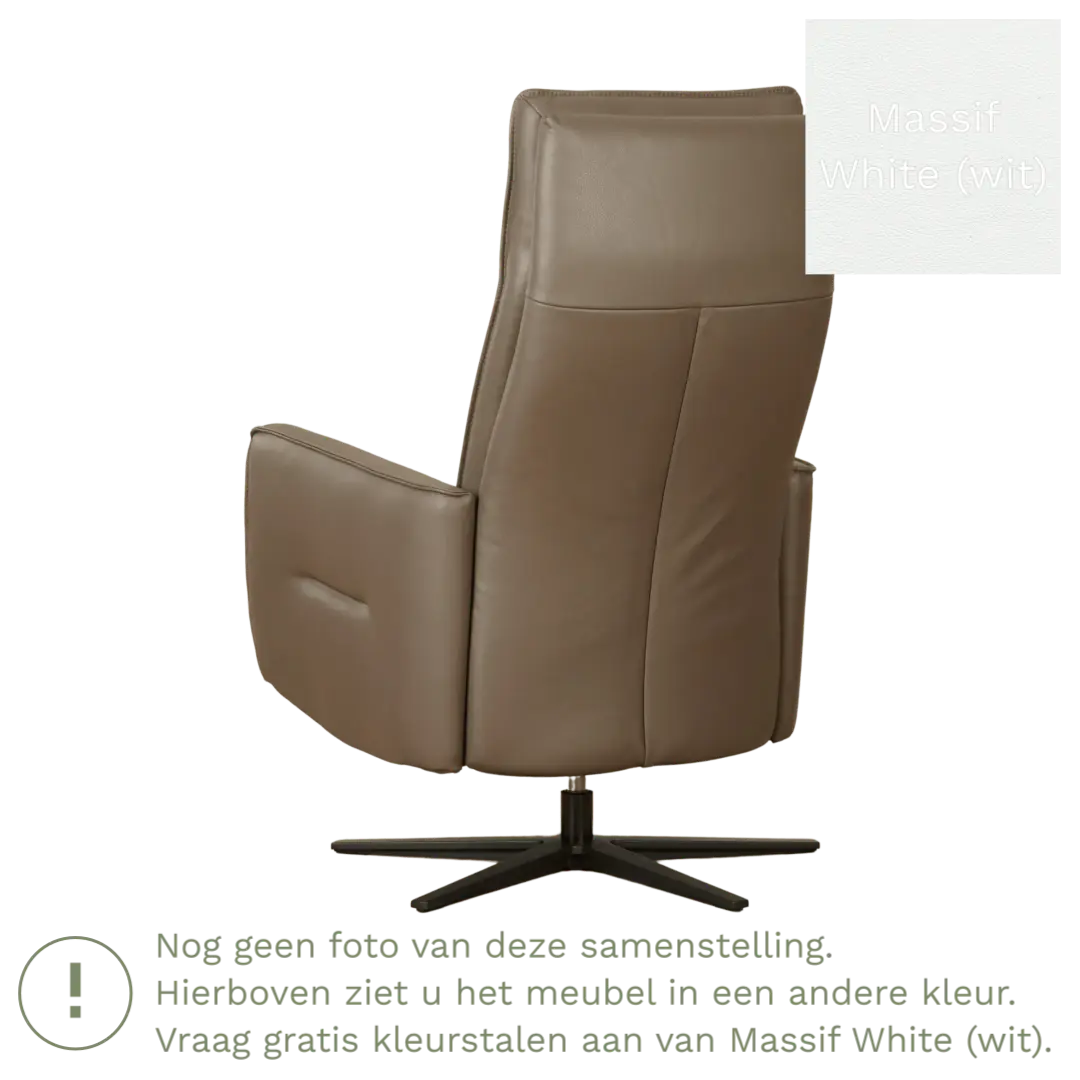 afbeelding van Leren handmatige relaxfauteuil Honor - Massif White (wit) - Medium - Stervoet zwart