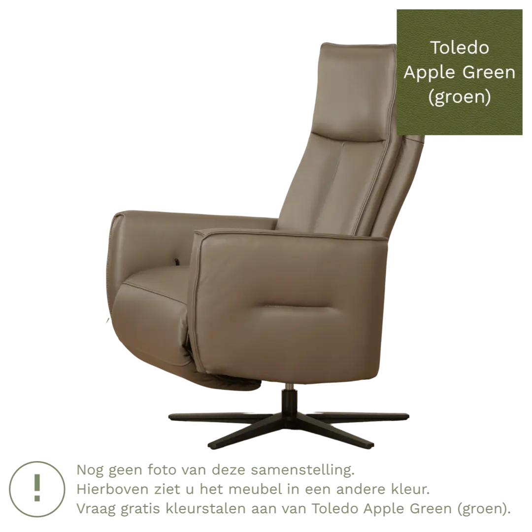 afbeelding van Leren handmatige relaxfauteuil Honor - Toledo Apple Green (groen) - Medium - Stervoet zwart