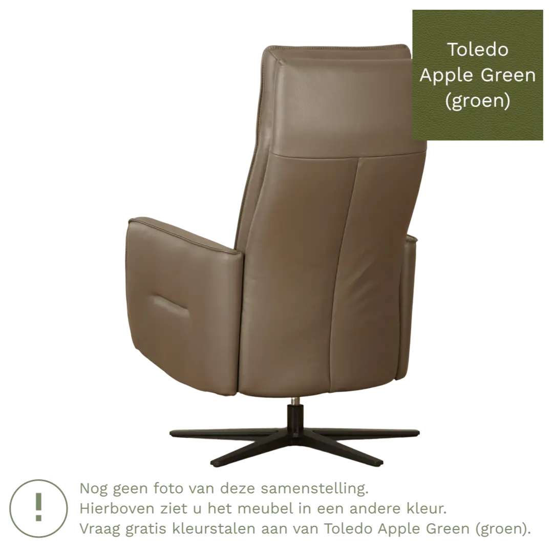afbeelding van Leren handmatige relaxfauteuil Honor - Toledo Apple Green (groen) - Medium - Stervoet zwart