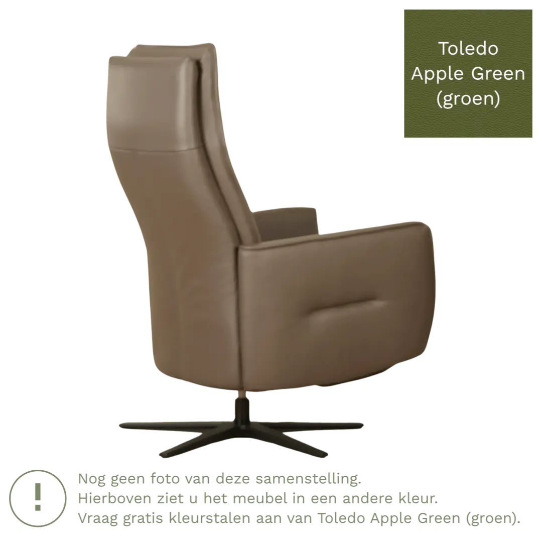 afbeelding van Leren handmatige relaxfauteuil Honor - Toledo Apple Green (groen) - Medium - Stervoet zwart