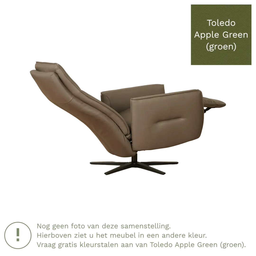 afbeelding van Leren handmatige relaxfauteuil Honor - Toledo Apple Green (groen) - Medium - Stervoet zwart