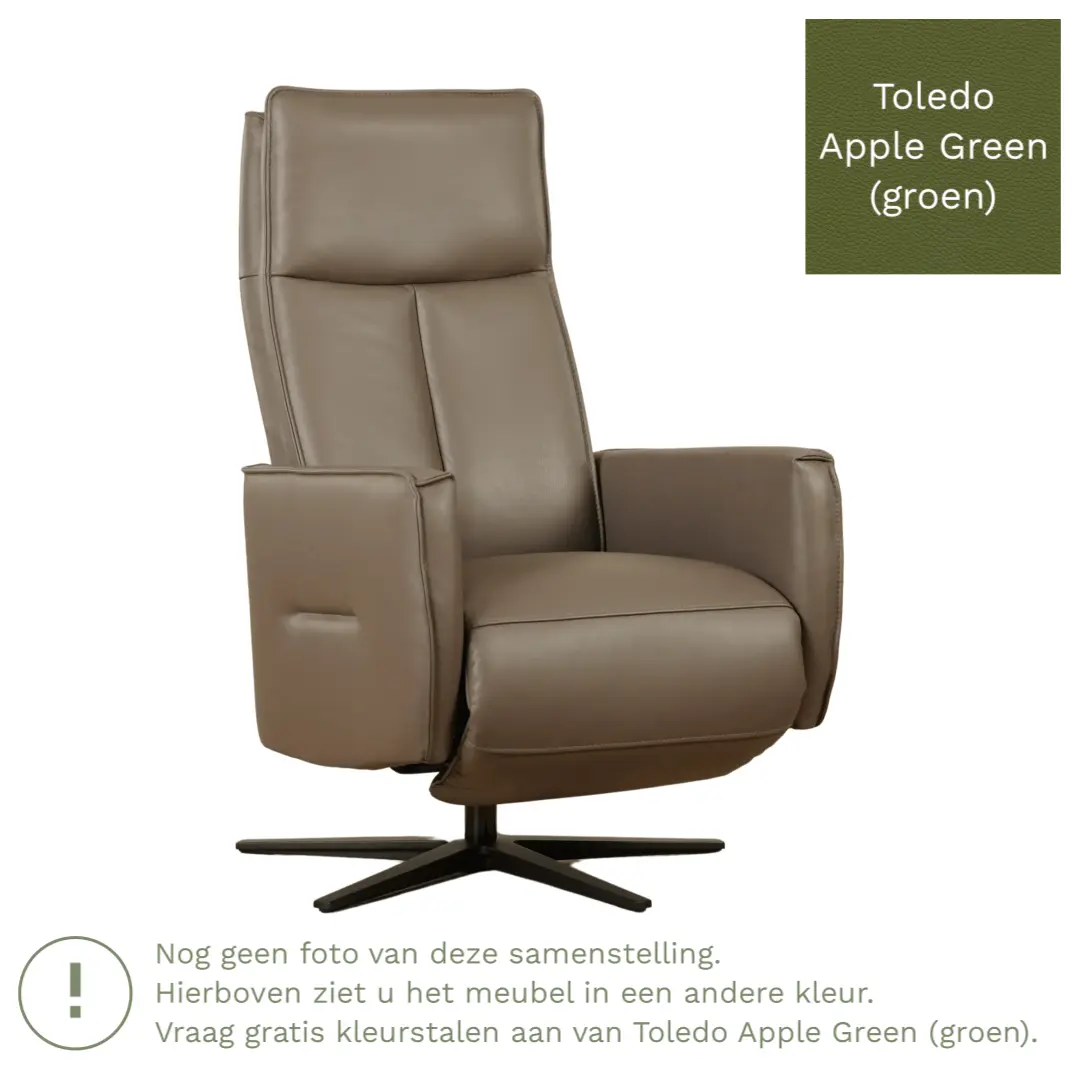 afbeelding van Leren handmatige relaxfauteuil Honor - Toledo Apple Green (groen) - Small - Stervoet zwart