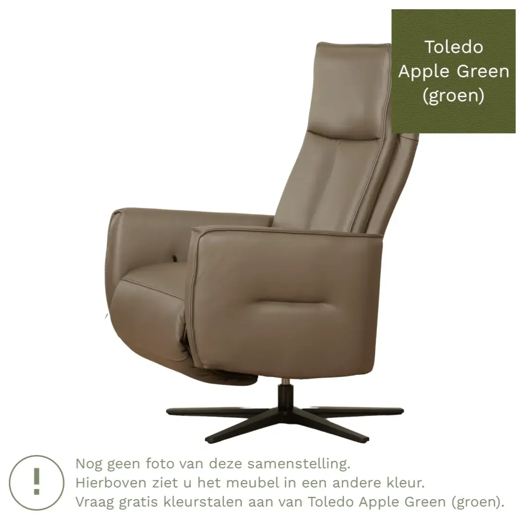 afbeelding van Leren handmatige relaxfauteuil Honor - Toledo Apple Green (groen) - Small - Stervoet zwart
