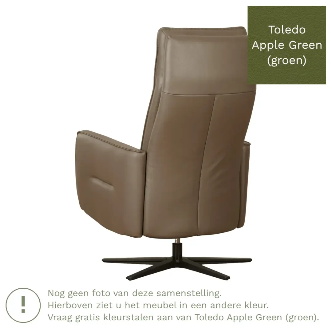 afbeelding van Leren handmatige relaxfauteuil Honor - Toledo Apple Green (groen) - Small - Stervoet zwart