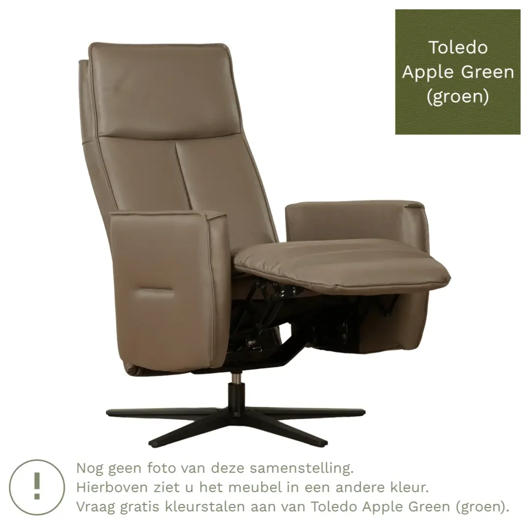 afbeelding van Leren handmatige relaxfauteuil Honor - Toledo Apple Green (groen) - Small - Stervoet zwart