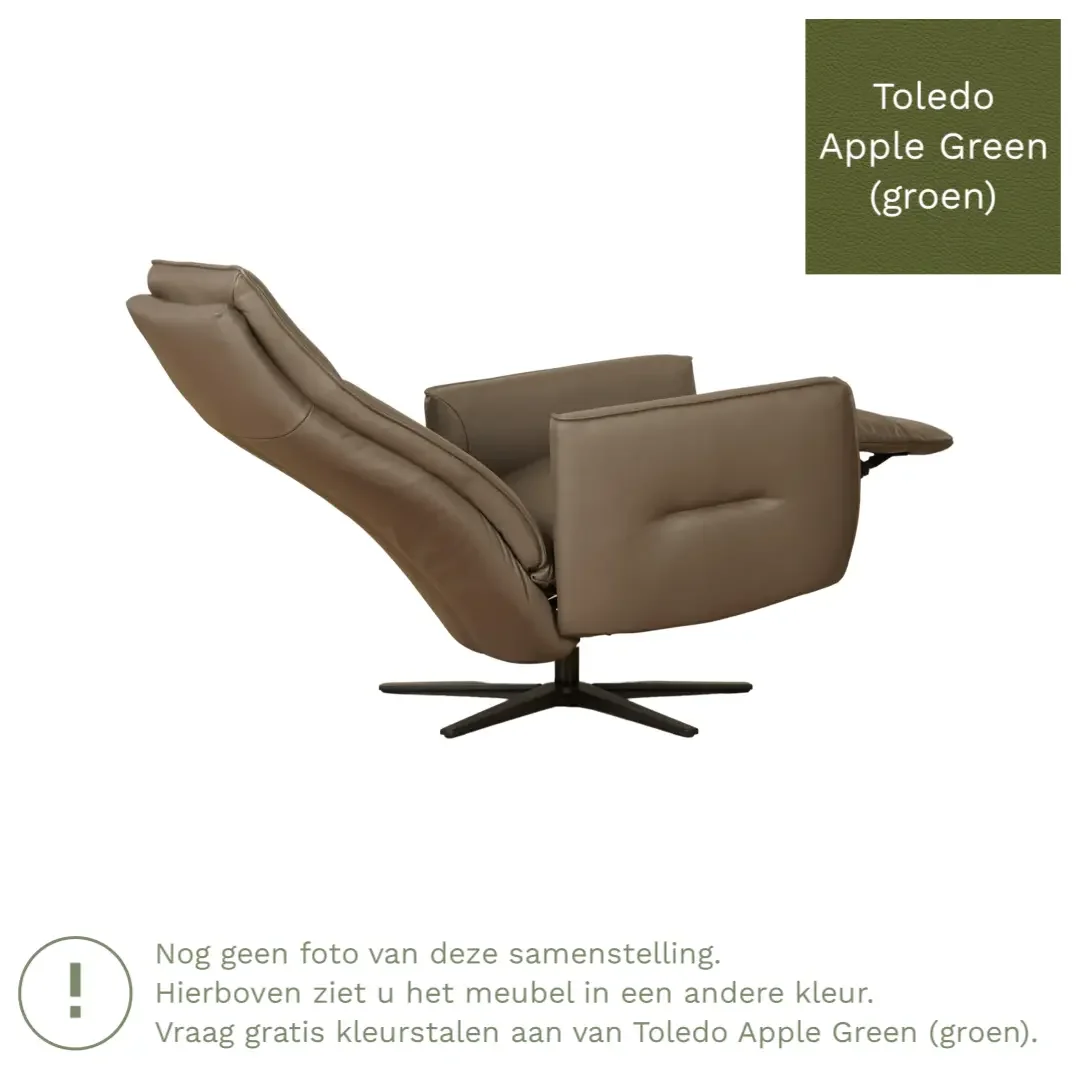 afbeelding van Leren handmatige relaxfauteuil Honor - Toledo Apple Green (groen) - Small - Stervoet zwart