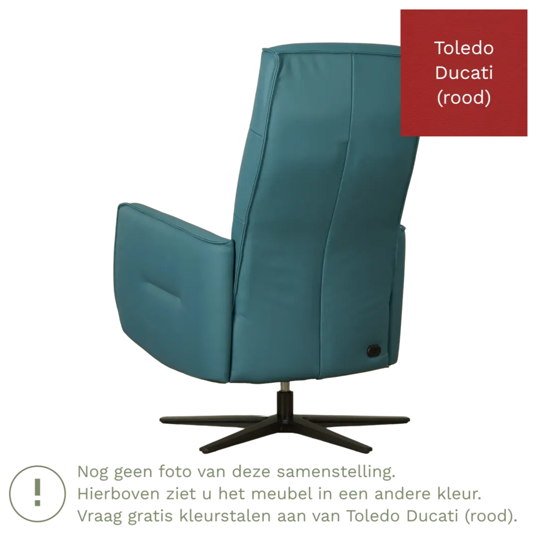afbeelding van Leren handmatige relaxfauteuil Pride - Toledo Ducati (rood) - Medium - Stervoet zwart