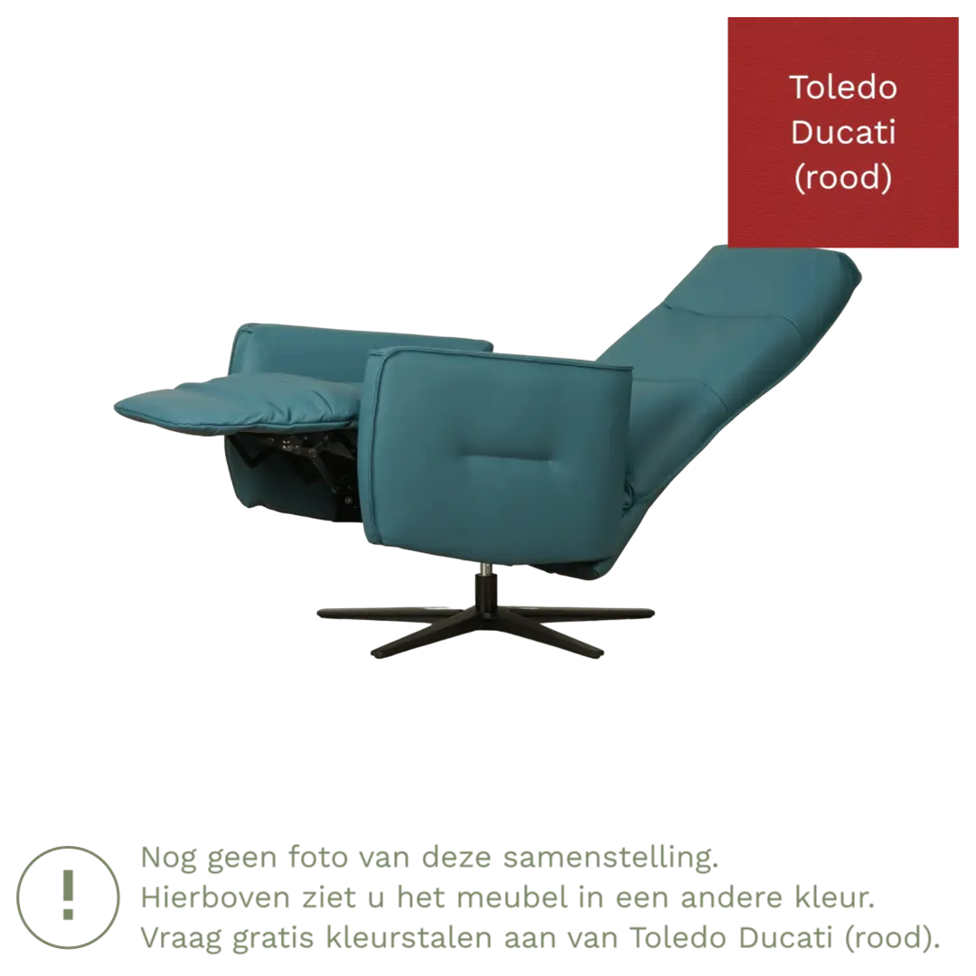 afbeelding van Leren handmatige relaxfauteuil Pride - Toledo Ducati (rood) - Medium - Stervoet zwart