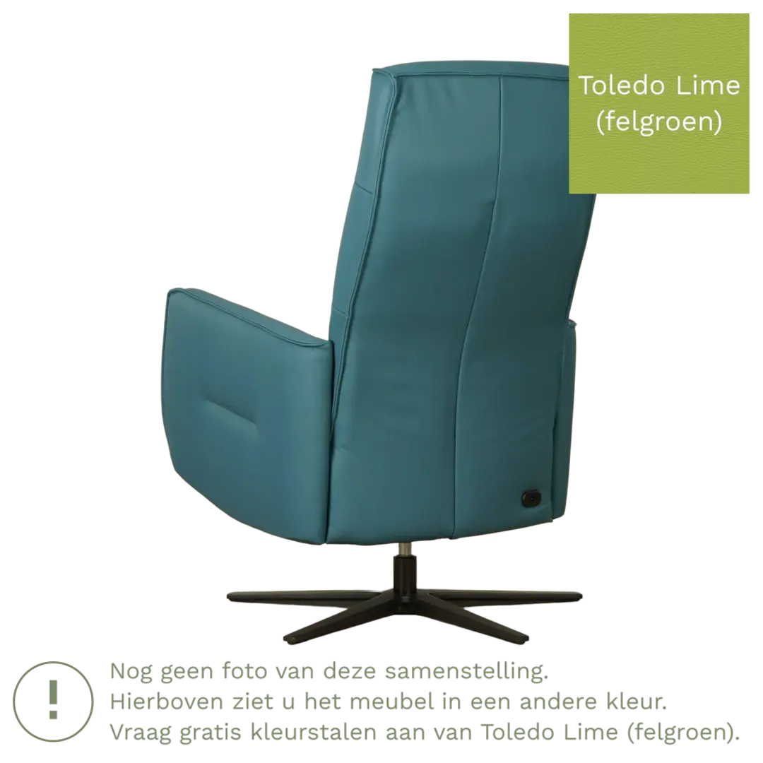 afbeelding van Leren handmatige relaxfauteuil Pride - Toledo Lime (felgroen) - Medium - Stervoet zwart