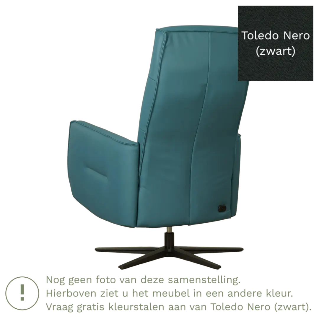 afbeelding van Leren handmatige relaxfauteuil Pride - Toledo Nero (zwart) - Medium - Stervoet zwart