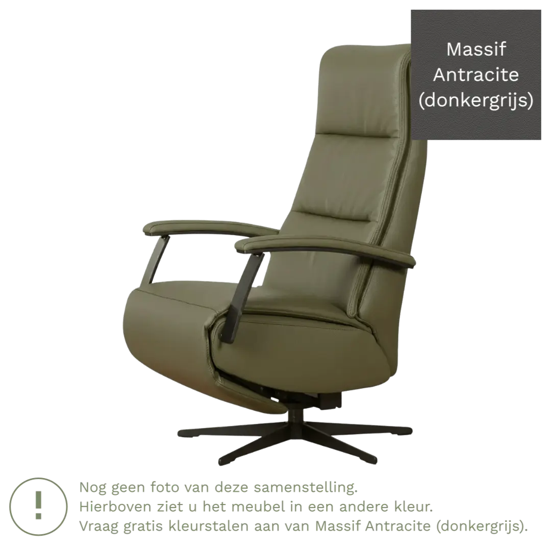 afbeelding van Leren elektrisch relaxfauteuil Balance - Massif Antracite (donkergrijs) - large - stervoet zwart (slank)