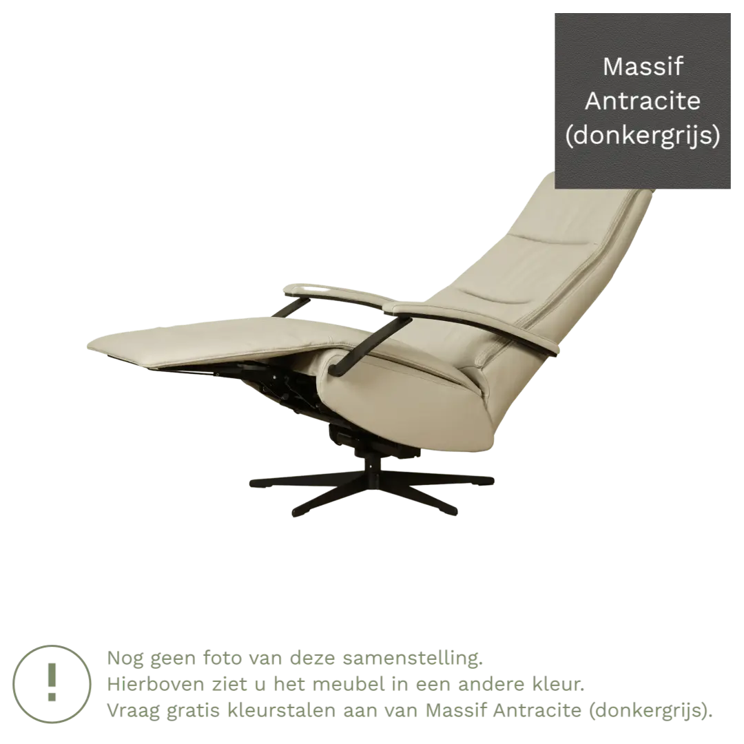 afbeelding van Leren elektrisch relaxfauteuil Balance - Massif Antracite (donkergrijs) - large - stervoet zwart (slank)
