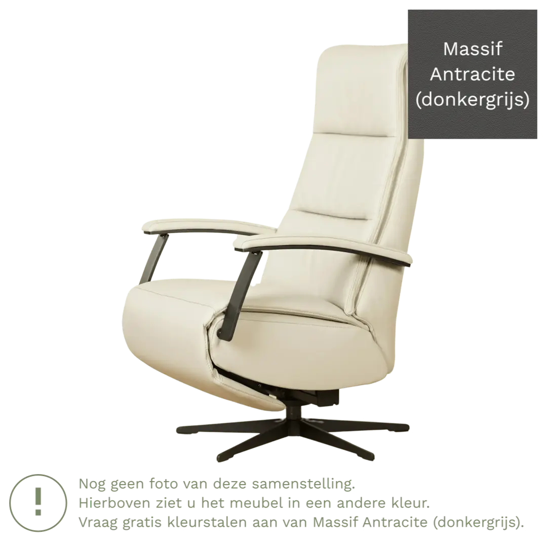 afbeelding van Leren sta-op-stoel Balance - Massif Antracite (donkergrijs) - medium - stervoet zwart (slank)