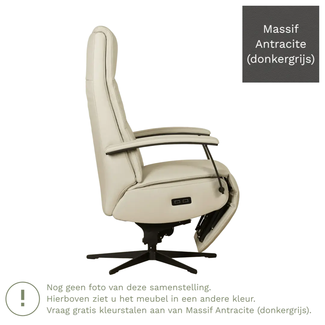 afbeelding van Leren sta-op-stoel Balance - Massif Antracite (donkergrijs) - medium - stervoet zwart (slank)