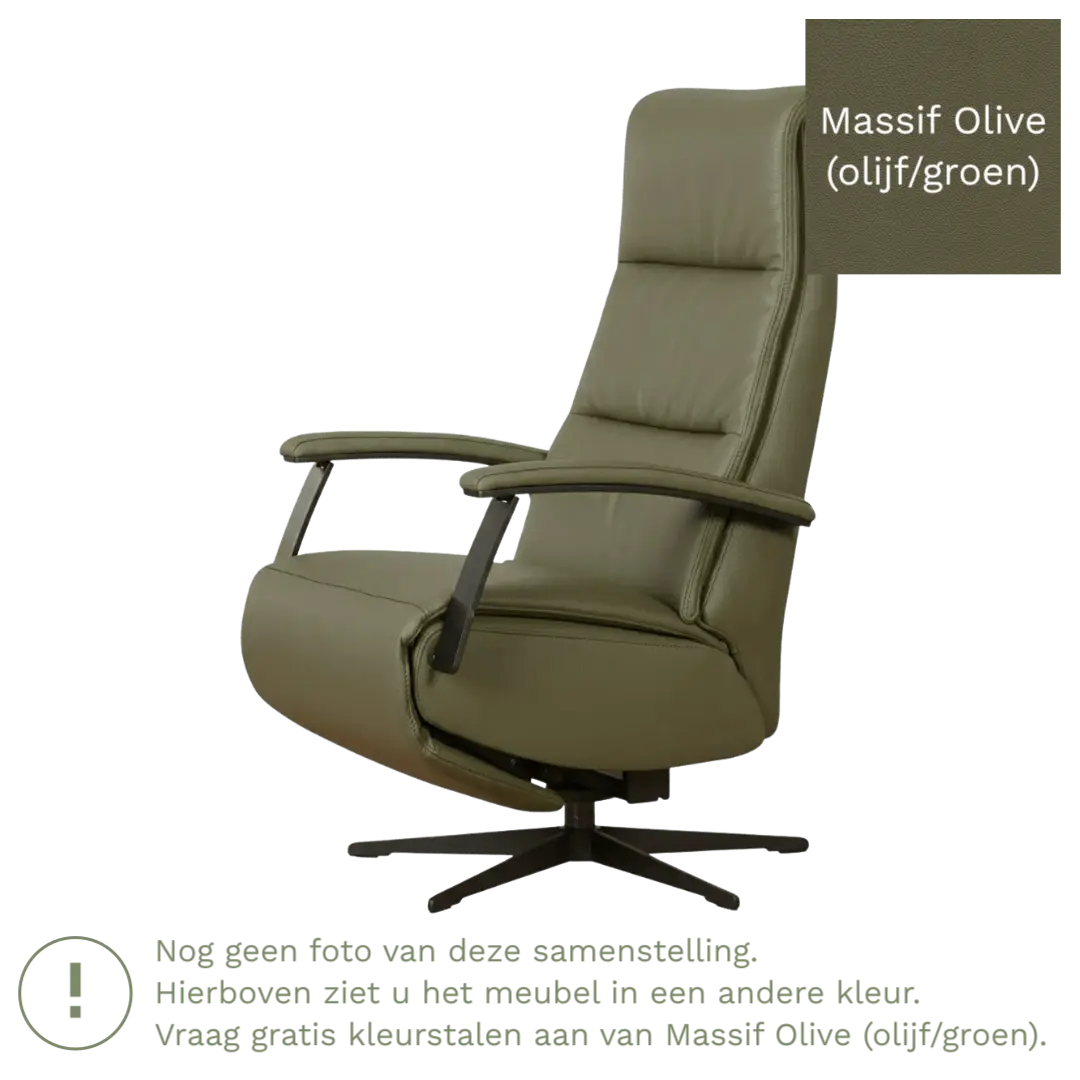 afbeelding van Leren elektrisch relaxfauteuil Balance - Massif Olive (olijf/groen) - extra large - stervoet zwart (slank)