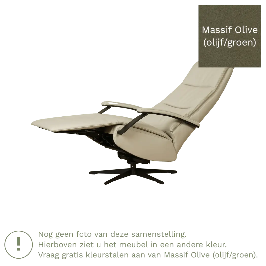 afbeelding van Leren elektrisch relaxfauteuil Balance - Massif Olive (olijf/groen) - extra large - stervoet zwart (slank)
