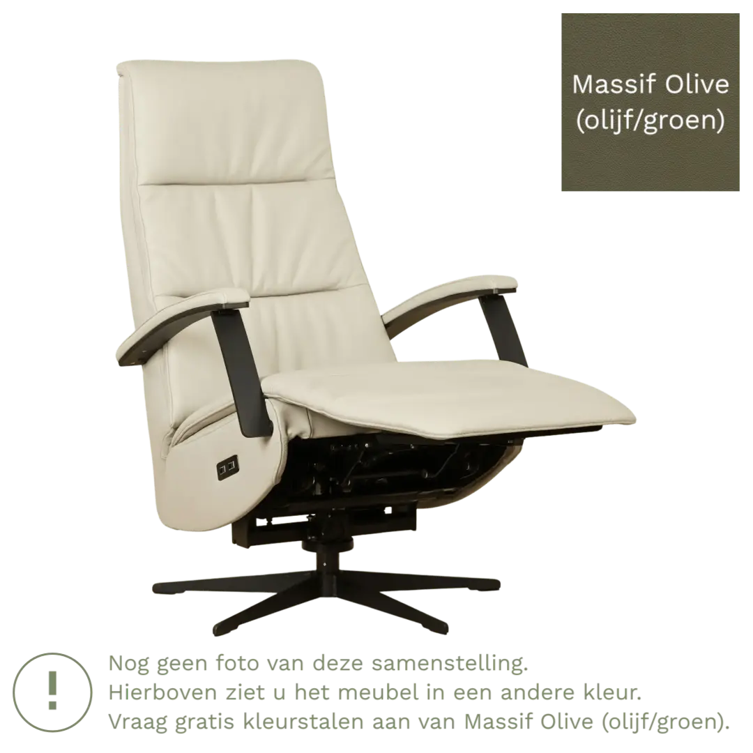 afbeelding van Leren relaxfauteuil met hartbalans Balance - Massif Olive (olijf/groen) - large - stervoet zwart (slank)