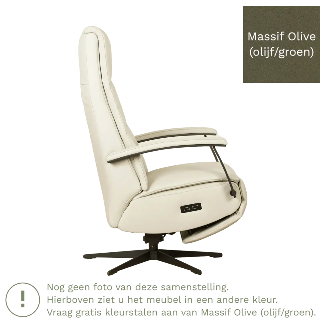 afbeelding van Leren relaxfauteuil met hartbalans Balance - Massif Olive (olijf/groen) - large - stervoet zwart (slank)
