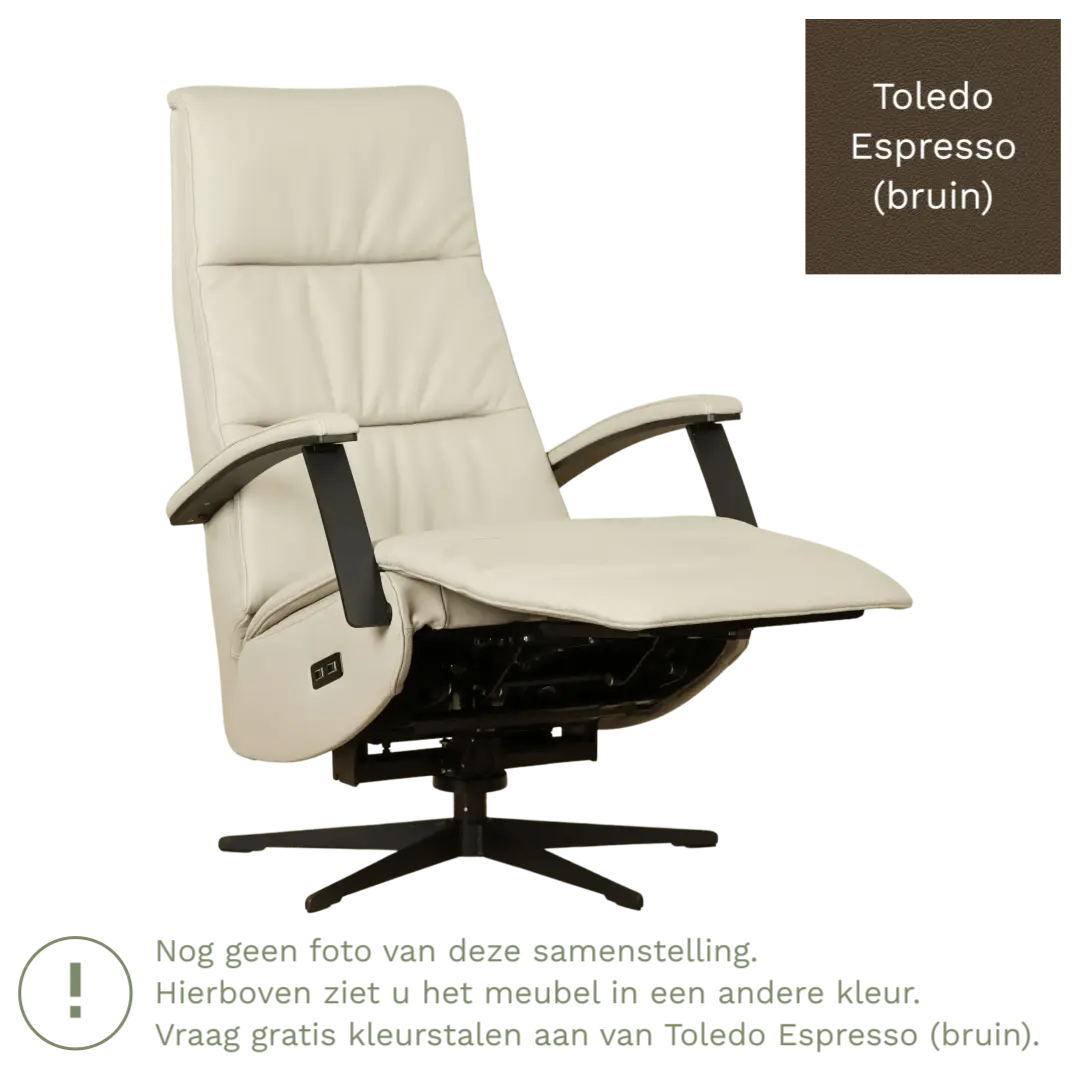 afbeelding van Leren relaxfauteuil met hartbalans Balance - Toledo Espresso (bruin) - large - stervoet zwart (slank)