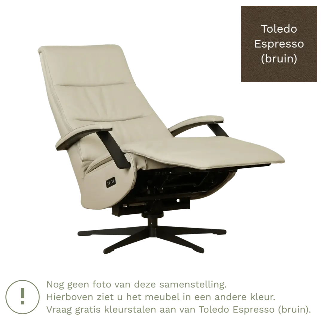 afbeelding van Leren relaxfauteuil met hartbalans Balance - Toledo Espresso (bruin) - large - stervoet zwart (slank)