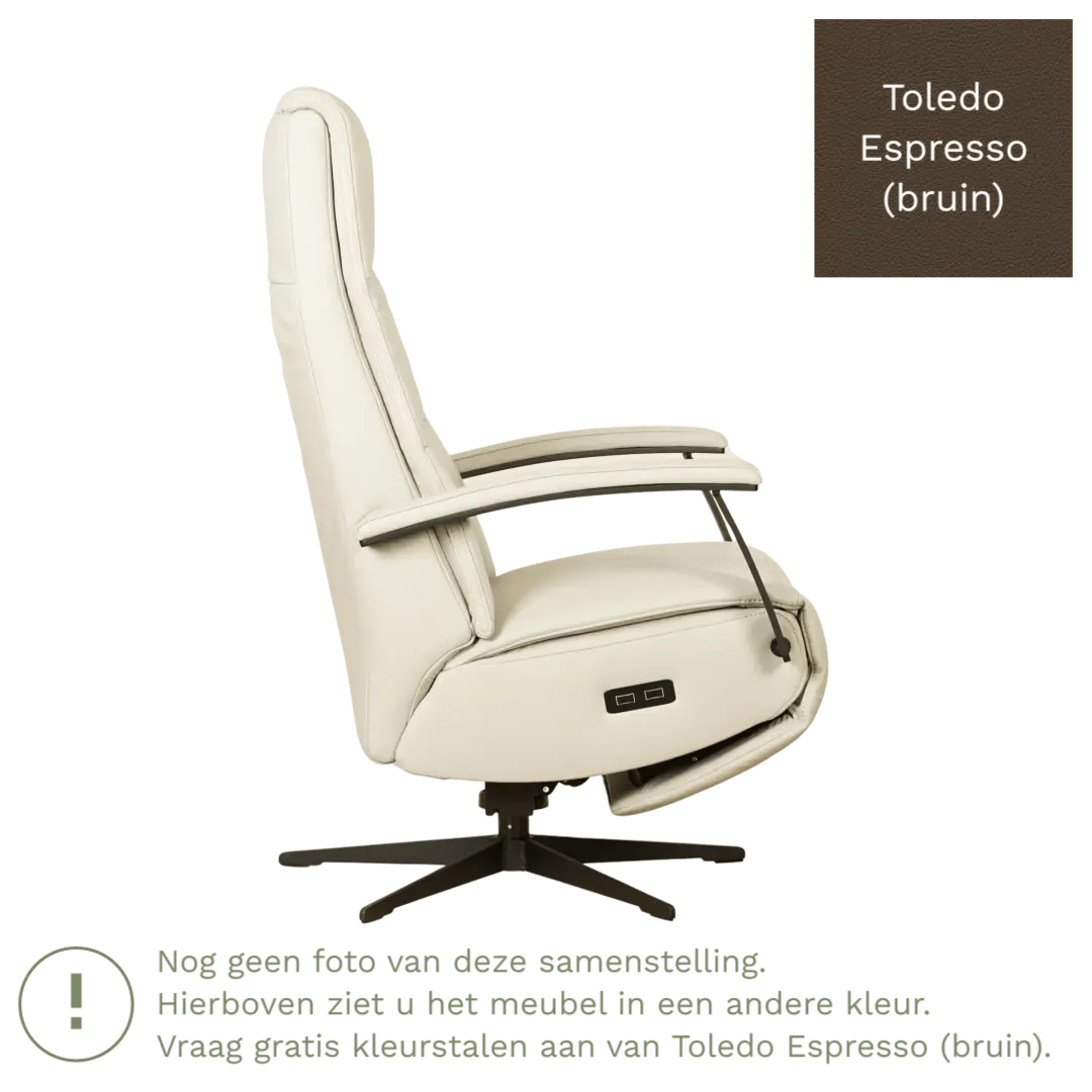 afbeelding van Leren relaxfauteuil met hartbalans Balance - Toledo Espresso (bruin) - large - stervoet zwart (slank)