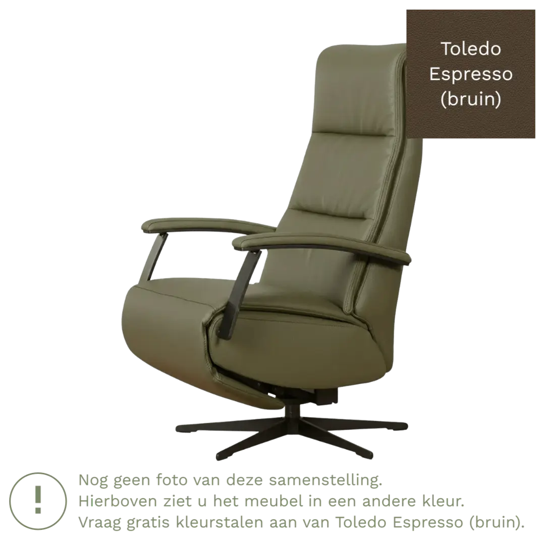 afbeelding van Leren elektrisch relaxfauteuil Balance - Toledo Espresso (bruin) - large - stervoet zwart (slank)