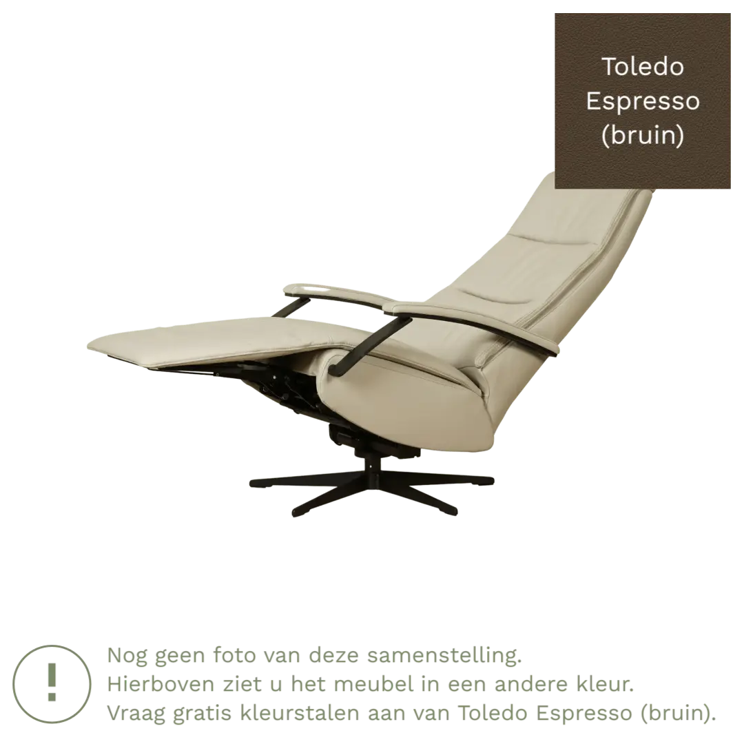 afbeelding van Leren elektrisch relaxfauteuil Balance - Toledo Espresso (bruin) - medium - stervoet zwart (slank)