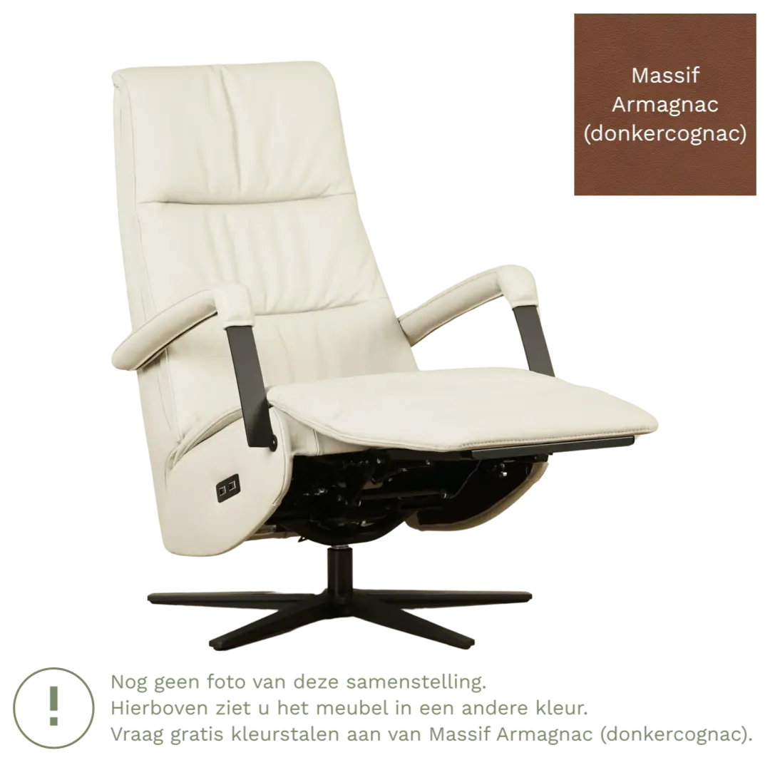 afbeelding van Leren elektrisch relaxfauteuil Core - Massif Armagnac (donkercognac) - medium - stervoet zwart (breed)