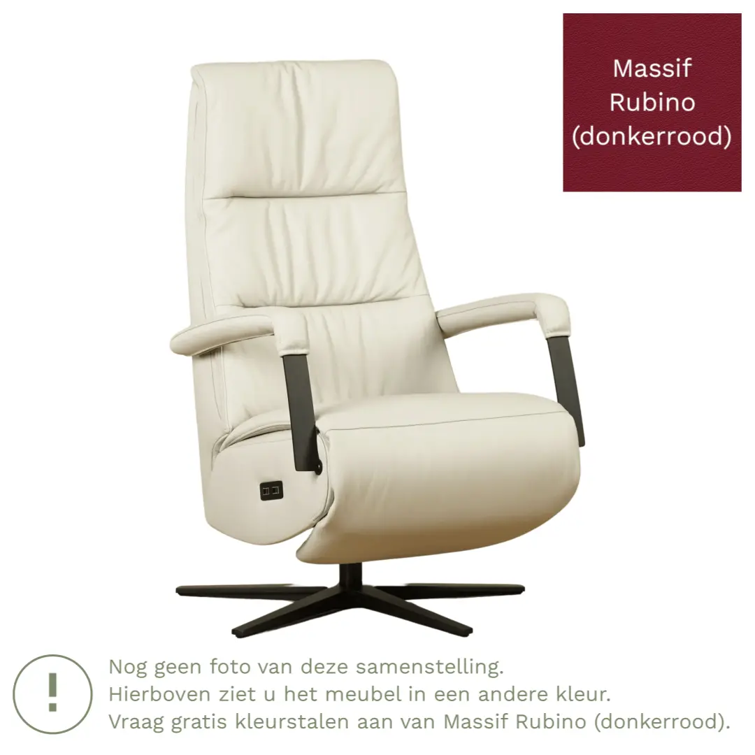 afbeelding van Leren relaxfauteuil met hartbalans Core - Massif Rubino (donkerrood) - large - stervoet zwart (breed)