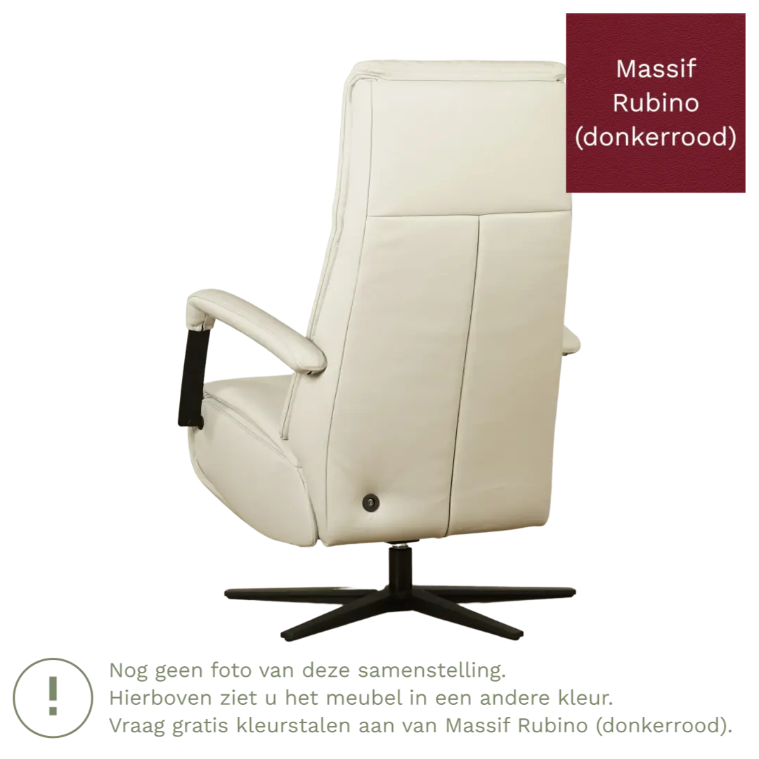 afbeelding van Leren relaxfauteuil met hartbalans Core - Massif Rubino (donkerrood) - large - stervoet zwart (breed)