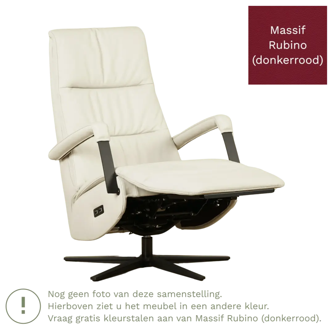 afbeelding van Leren sta-op-stoel Core - Massif Rubino (donkerrood) - medium - stervoet zwart (breed)