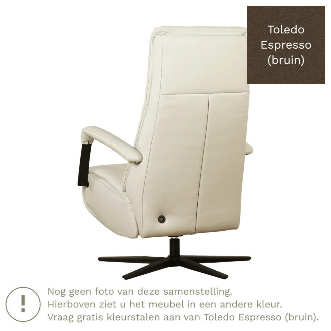 afbeelding van Leren relaxfauteuil met hartbalans Core - Toledo Espresso (bruin) - small - stervoet zwart (breed)