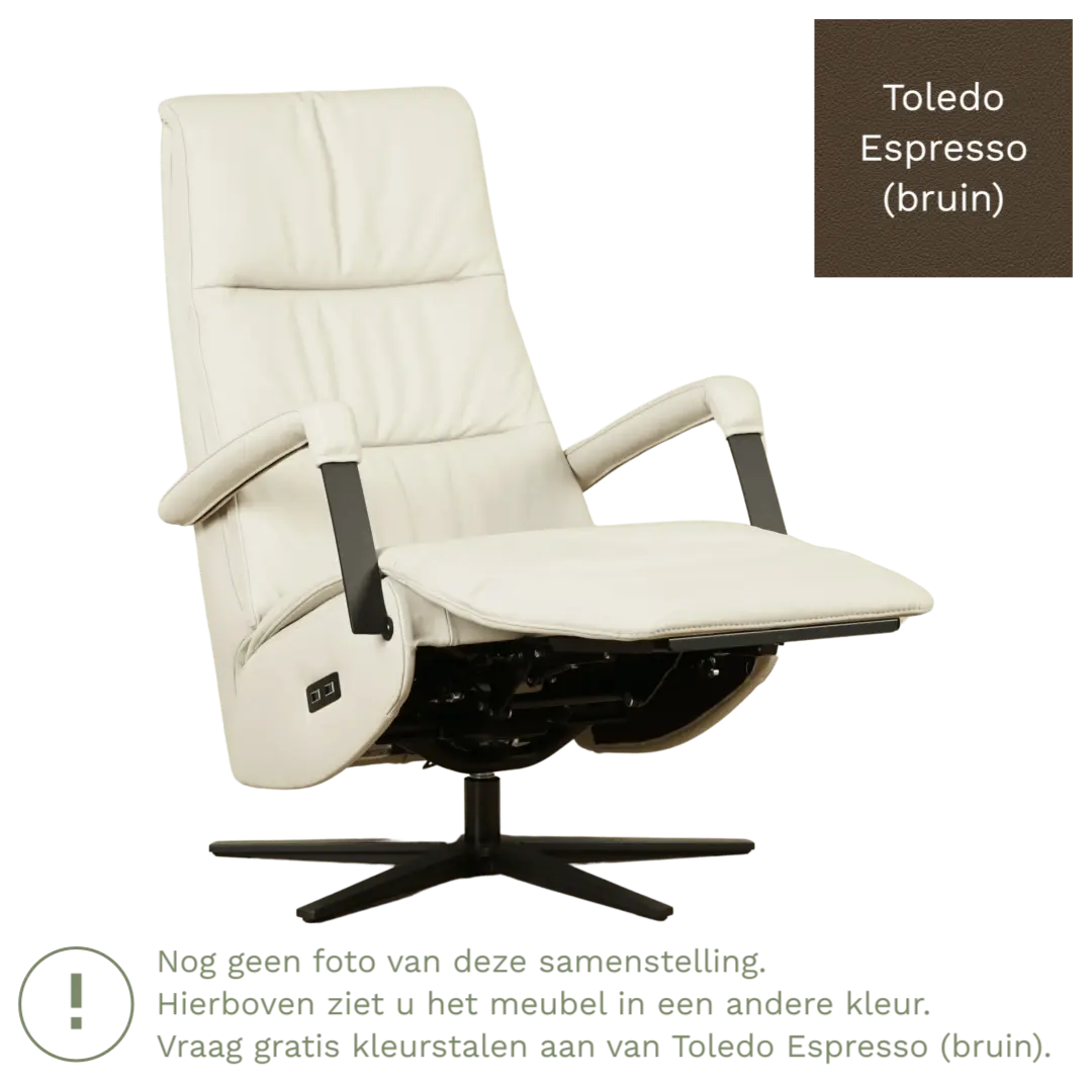 afbeelding van Leren relaxfauteuil met hartbalans Core - Toledo Espresso (bruin) - small - stervoet zwart (breed)