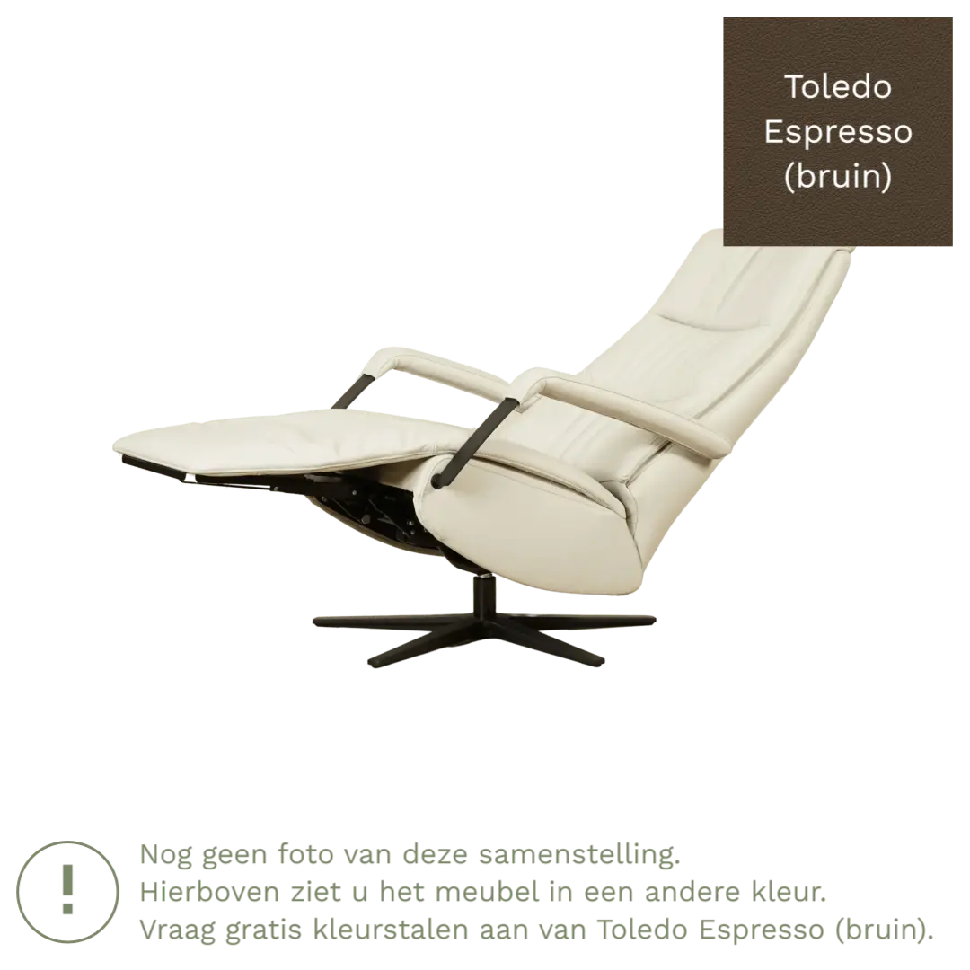 afbeelding van Leren relaxfauteuil met hartbalans Core - Toledo Espresso (bruin) - small - stervoet zwart (breed)