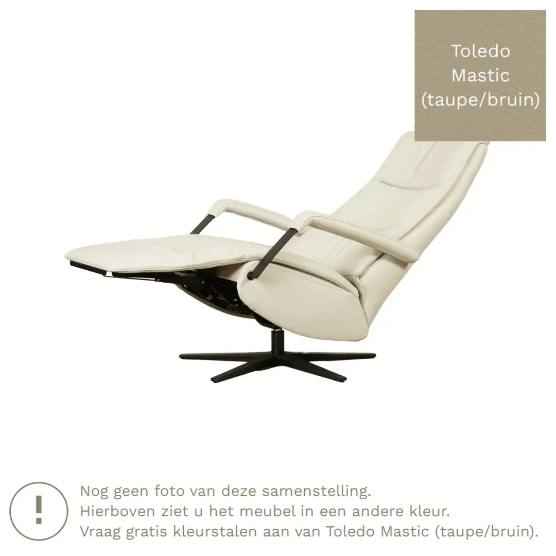 afbeelding van Leren relaxfauteuil met hartbalans Core - Toledo Mastic (taupe/bruin) - small - stervoet zwart (breed)