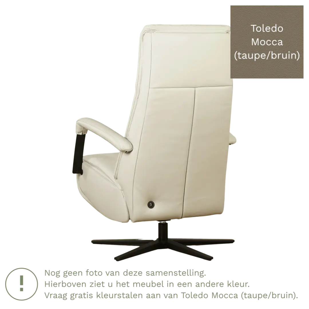 afbeelding van Leren elektrisch relaxfauteuil Core - Toledo Mocca (taupe/bruin) - small - stervoet zwart (breed)